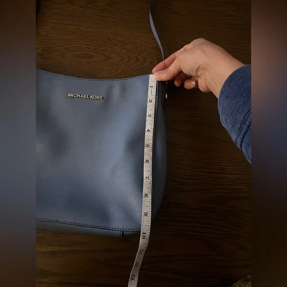 NWT Michael Kors Jet Set Travel Large Messenger Denim Blue - Picture 10 of 12